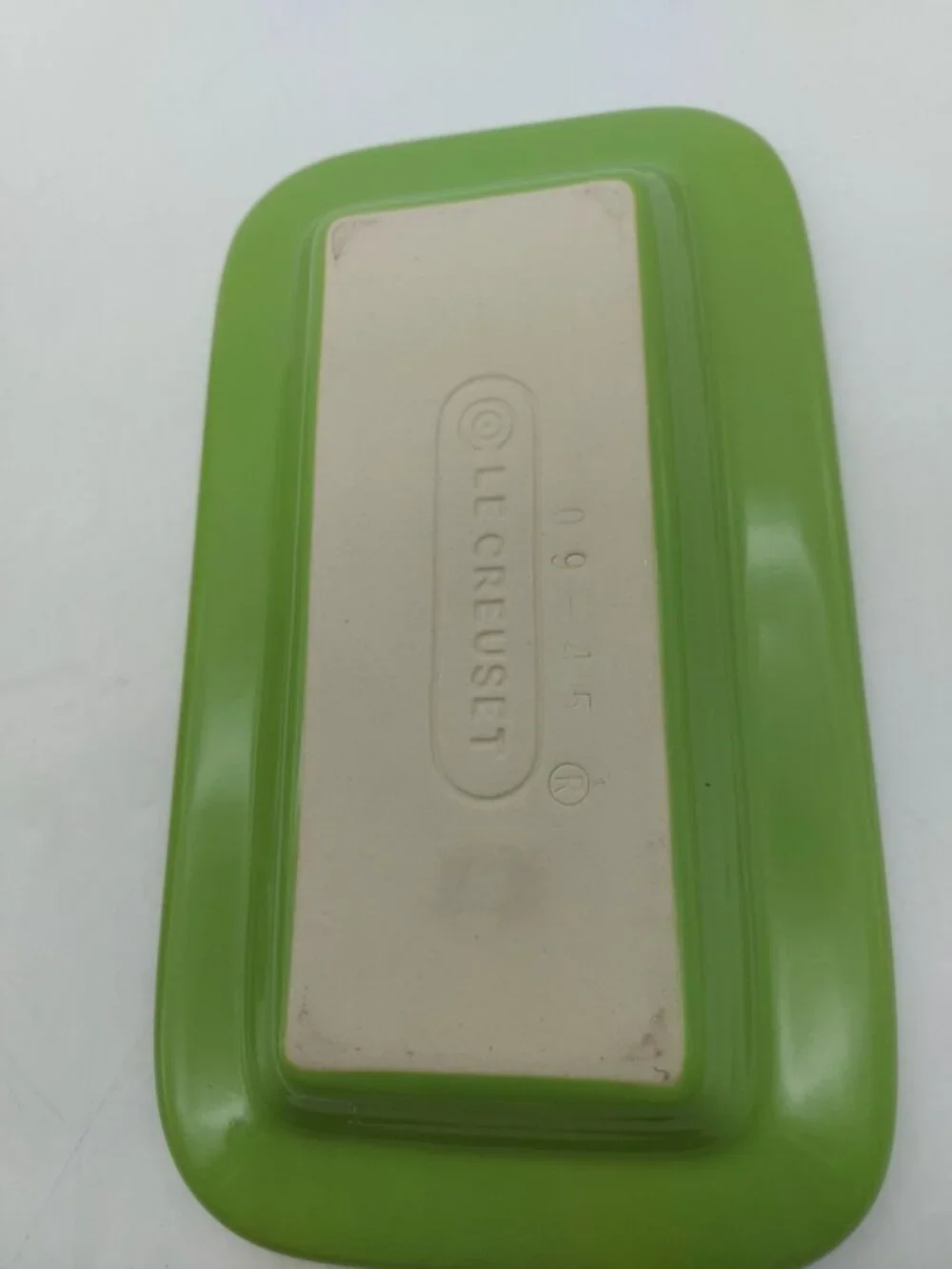 Le Creuset Butter Dish Stoneware Glazed Green Tan